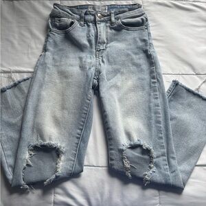 RSQ Blue Straight Leg Jeans Distressed High-Rise